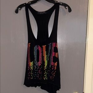 The Classic Black Tank Top with Colorful Love Graphic